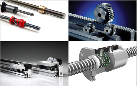 Actuators showing ball screw, rack and pinion, belt and lead screw mechanical drive options