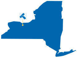 Teknic location shown on New York State map just outside of Rochester, New York