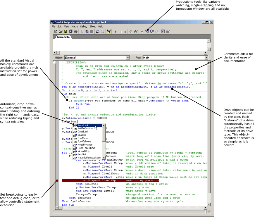 Teknic’s Meridian software development environment for programming sophisticated servo and stepper motion control sequences.