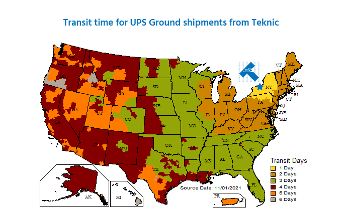 UPS Ground Transit Time Map